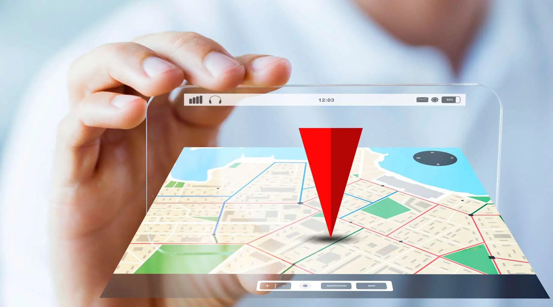 Mapa digital con un marcador para consultar la ubicación de lotes comerciales.